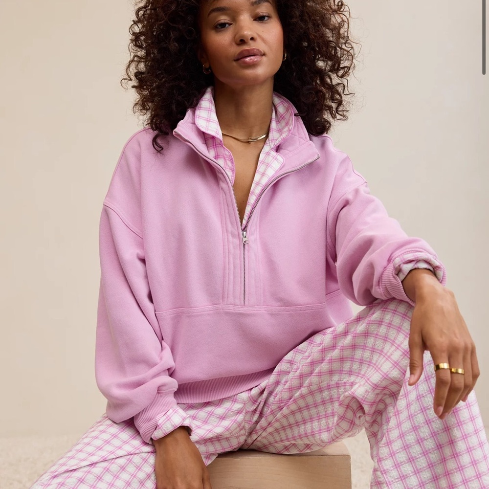 Aerie Pink Oh Zip! Sweatshirt NWT Size XL